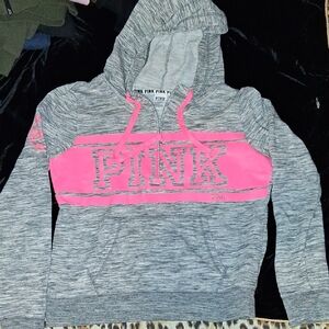 PINK Grey & Hot Pink Pullover Hoodie